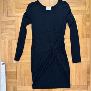Black long sleeve knotted dress